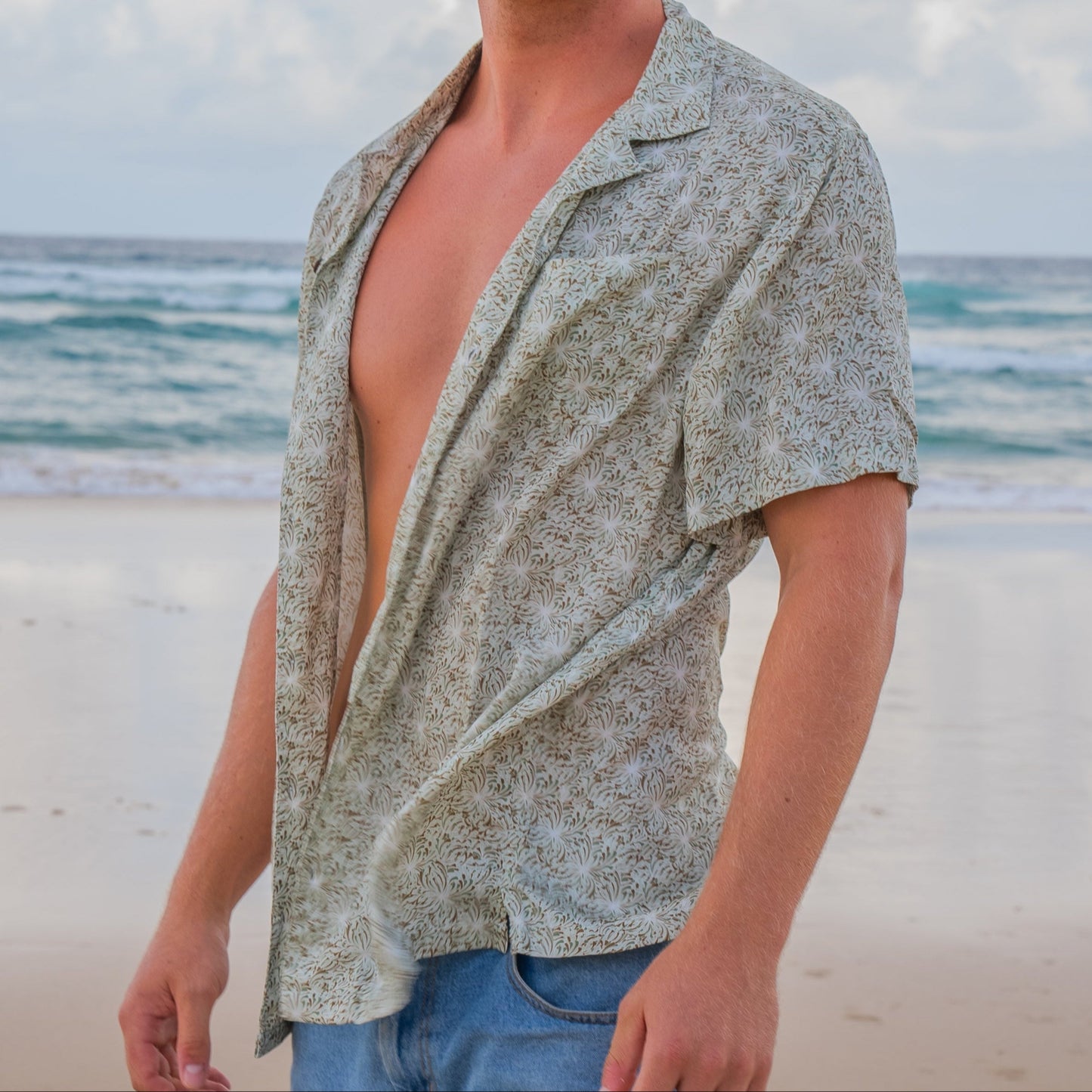 Button up Shirt - Lotus Seaweed - Dune Grass