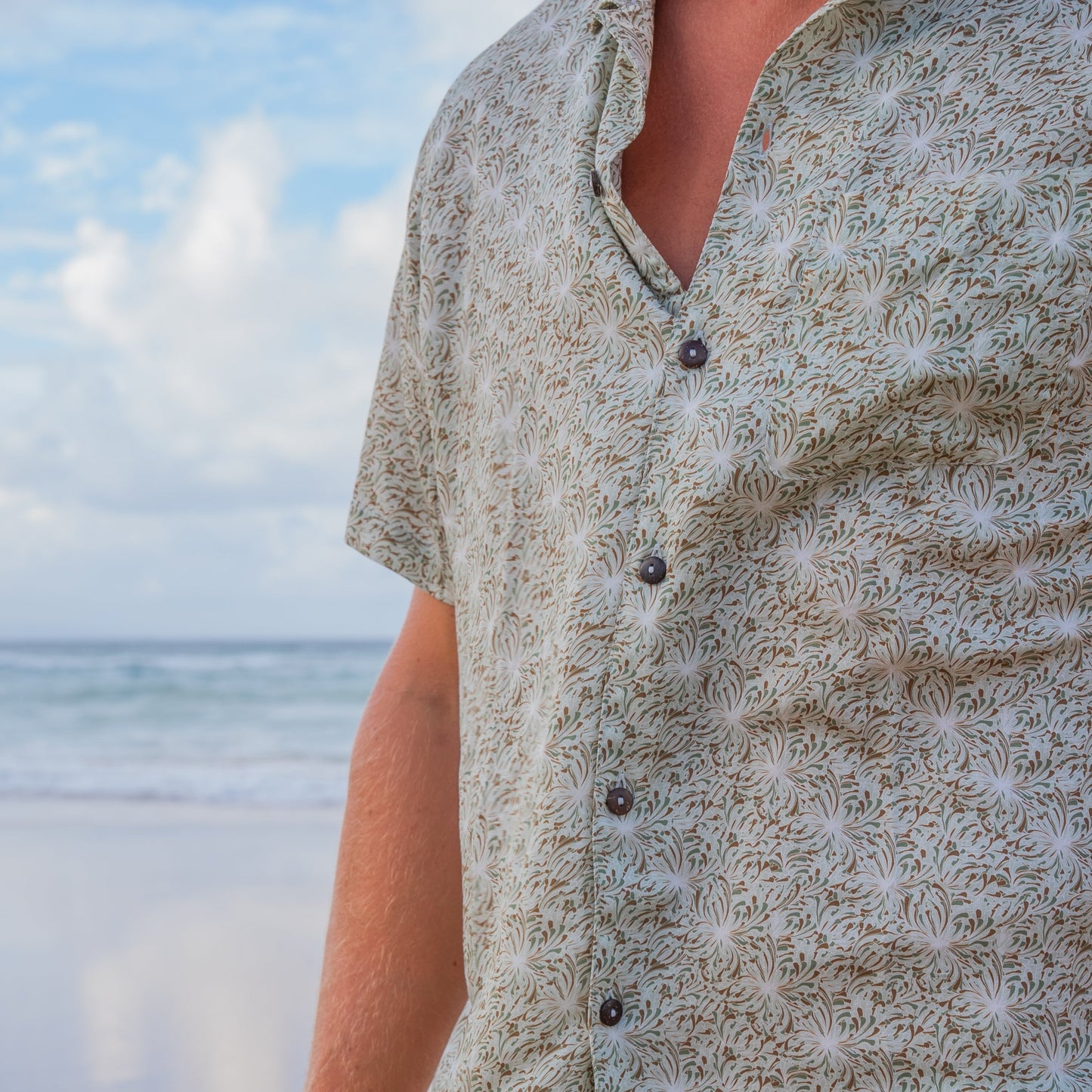 Button up Shirt - Lotus Seaweed - Dune Grass