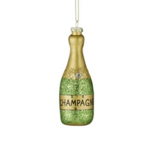 Champagne Bottle Ornament - Glass