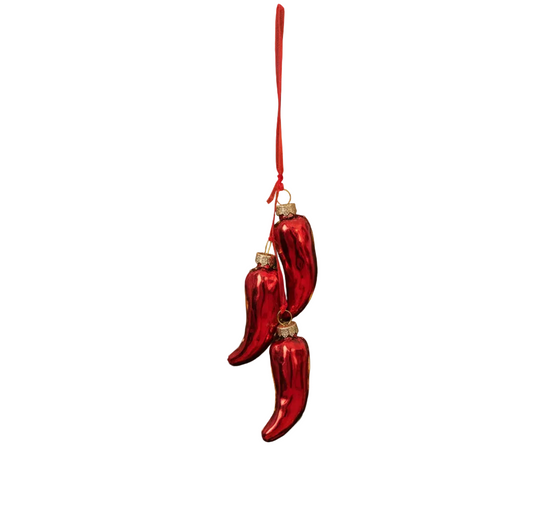 Red glass chilli Christmas ornament