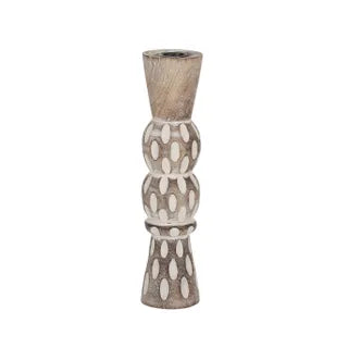 Small white washed timber candle holder