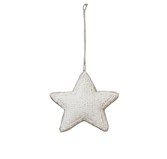 White beaded star Christmas decoration