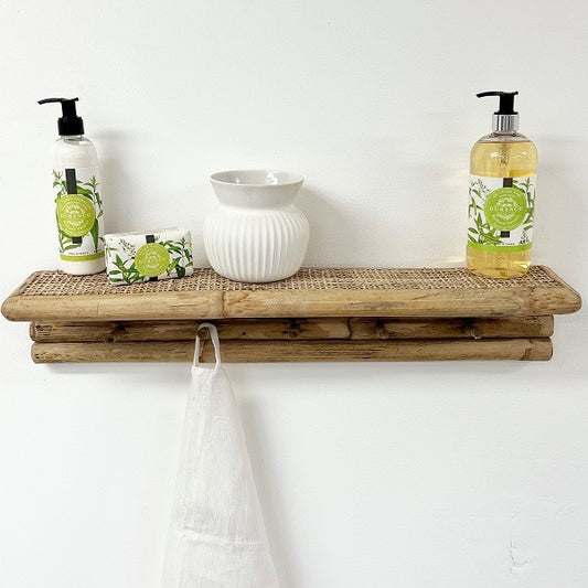 Bamboo Shelf with Hooks