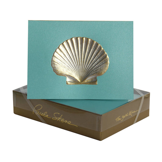 Scallop Shell on Teal Blank Card