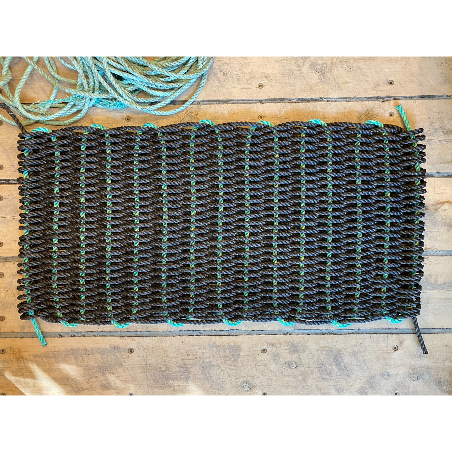 Rope Doormat BLACK + AQUA