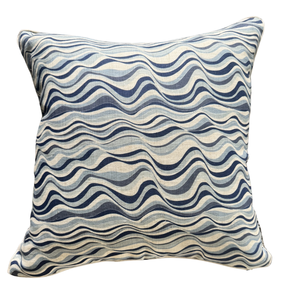 Linen Cushion Cover - Pacific - Straddie Stripe