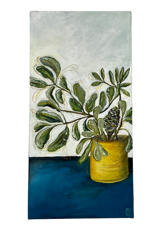 "Banksia in a Yellow Vase"  - Jess Scott