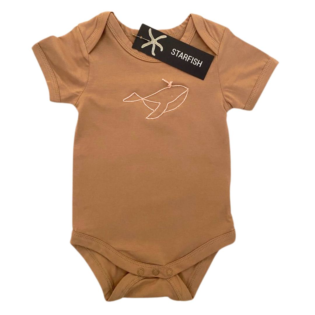 Whale - Baby Onesie - Nutmeg and Pink