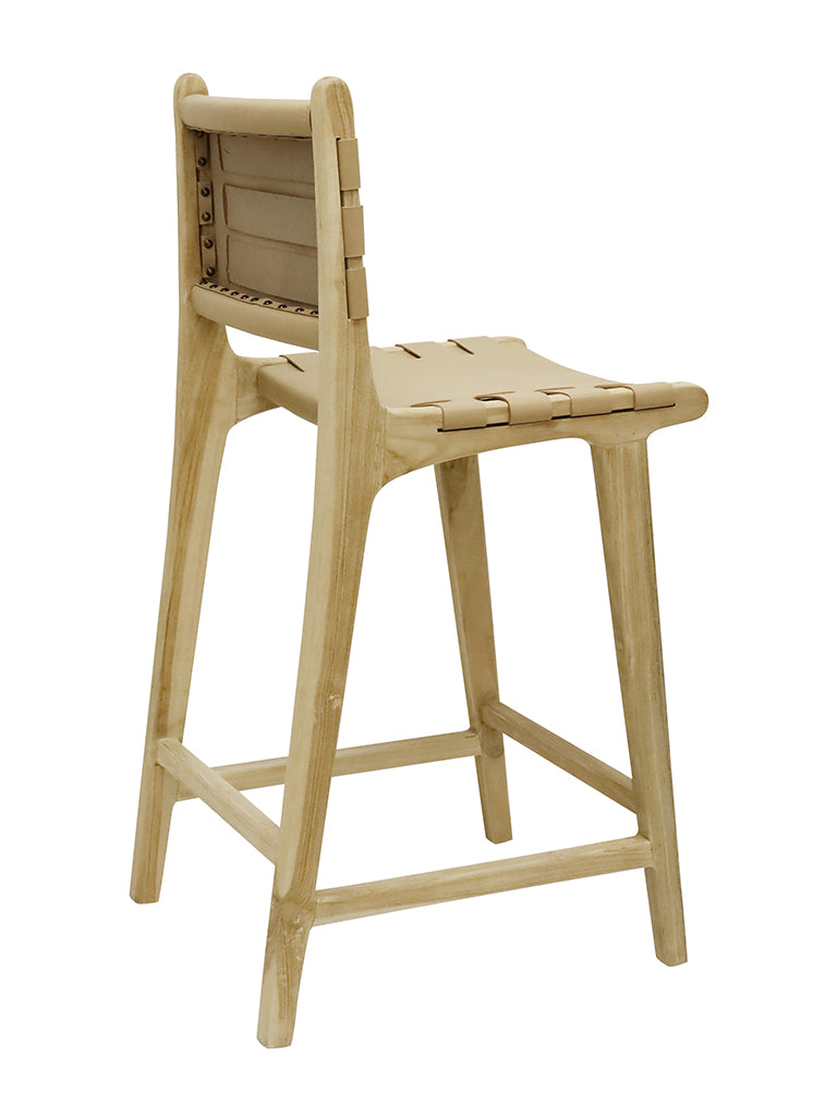 TEAK BAR STOOL - Tan