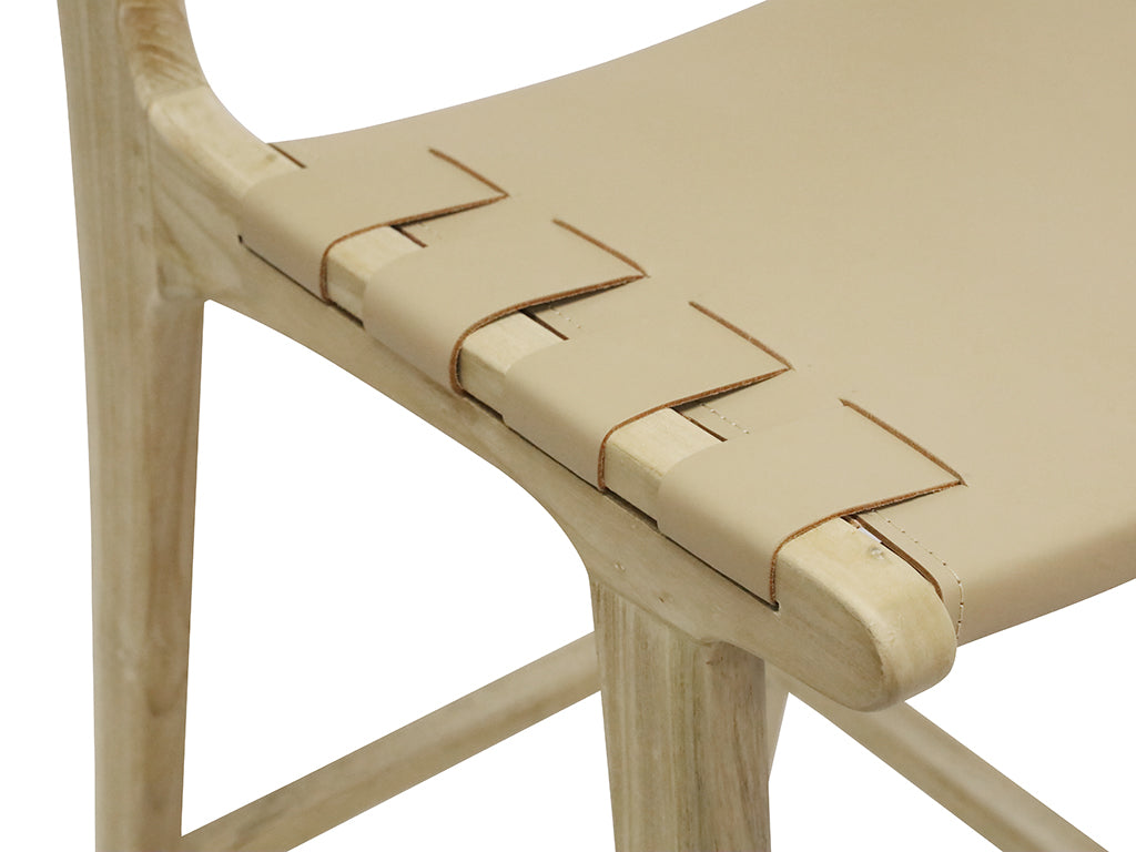 TEAK BAR STOOL - Tan