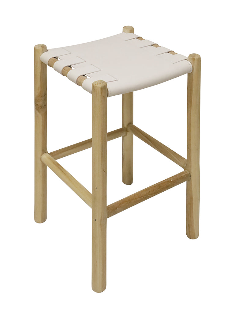 TEAK STOOL - White