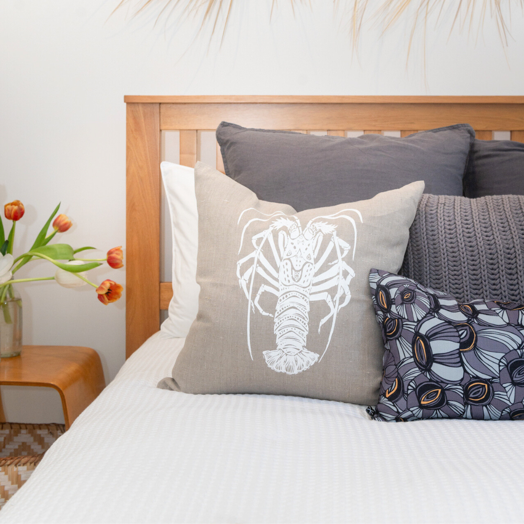 White Crayfish Linen Cushion