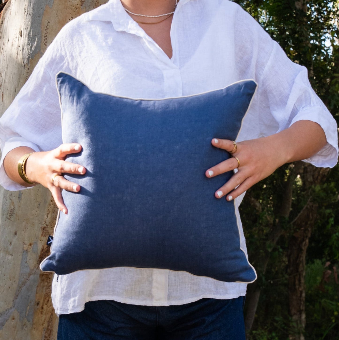 Linen Cushion Cover - Pacific - Growth Rings