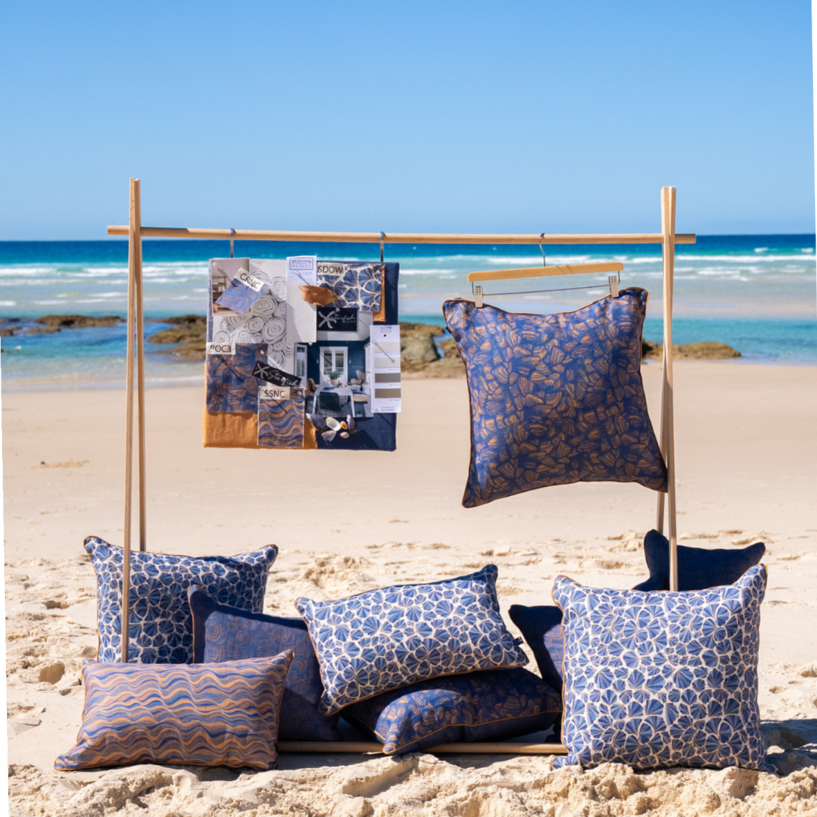 Linen Cushion Cover - Mariner - Shells