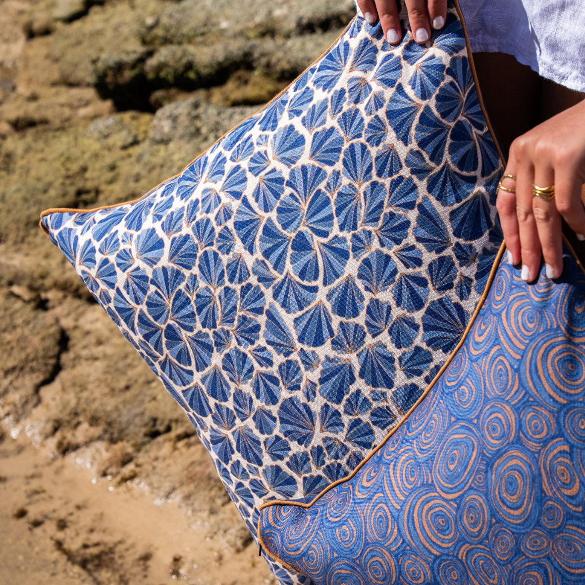 Linen Cushion Cover - Mariner - Growth Rings