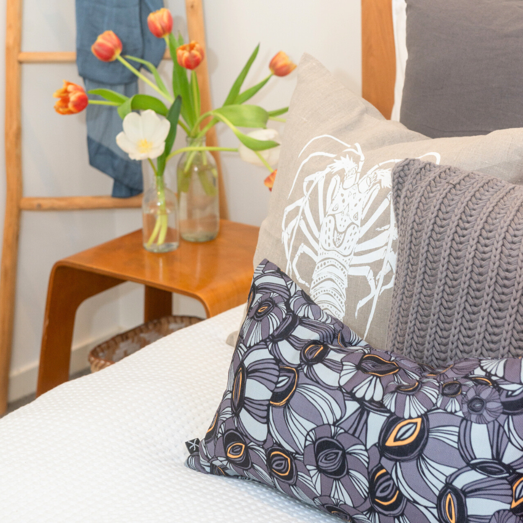 White Crayfish Linen Cushion