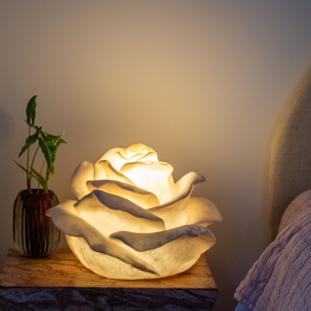 Handcrafted Rose Lamp – Sculptural Coastal Ambient Light