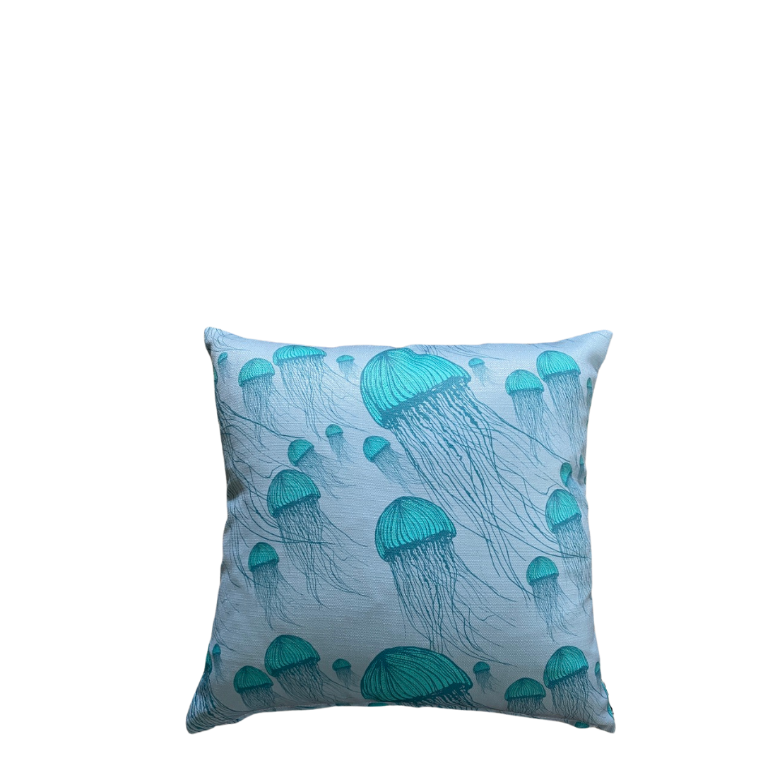 Jellyfish Light Cylinder Cushion – Outdoor Coastal by Jess Scott