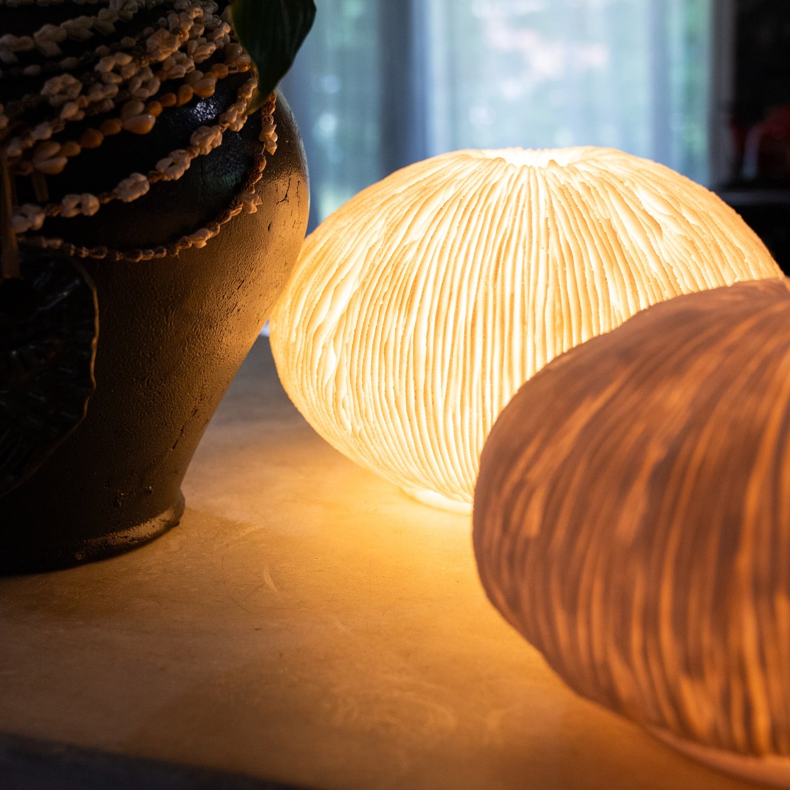Sculptural reef lamp inspired by ocean coral textures
