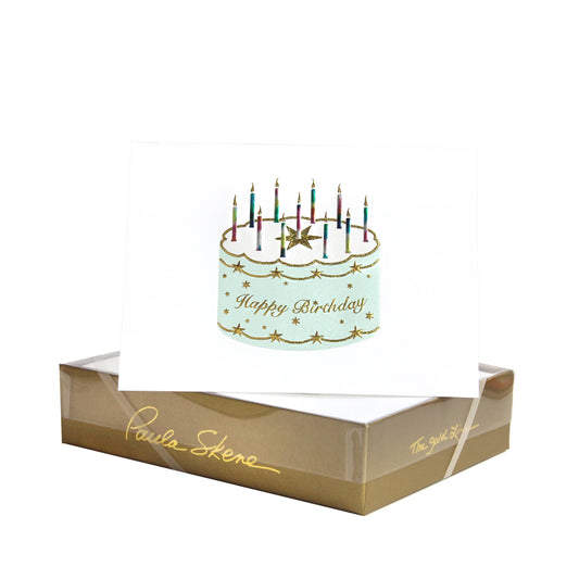 Starring Birthday Cake Mint on White Birthday Card