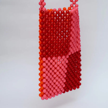Beaded Phone bag - RED + HOT PINK