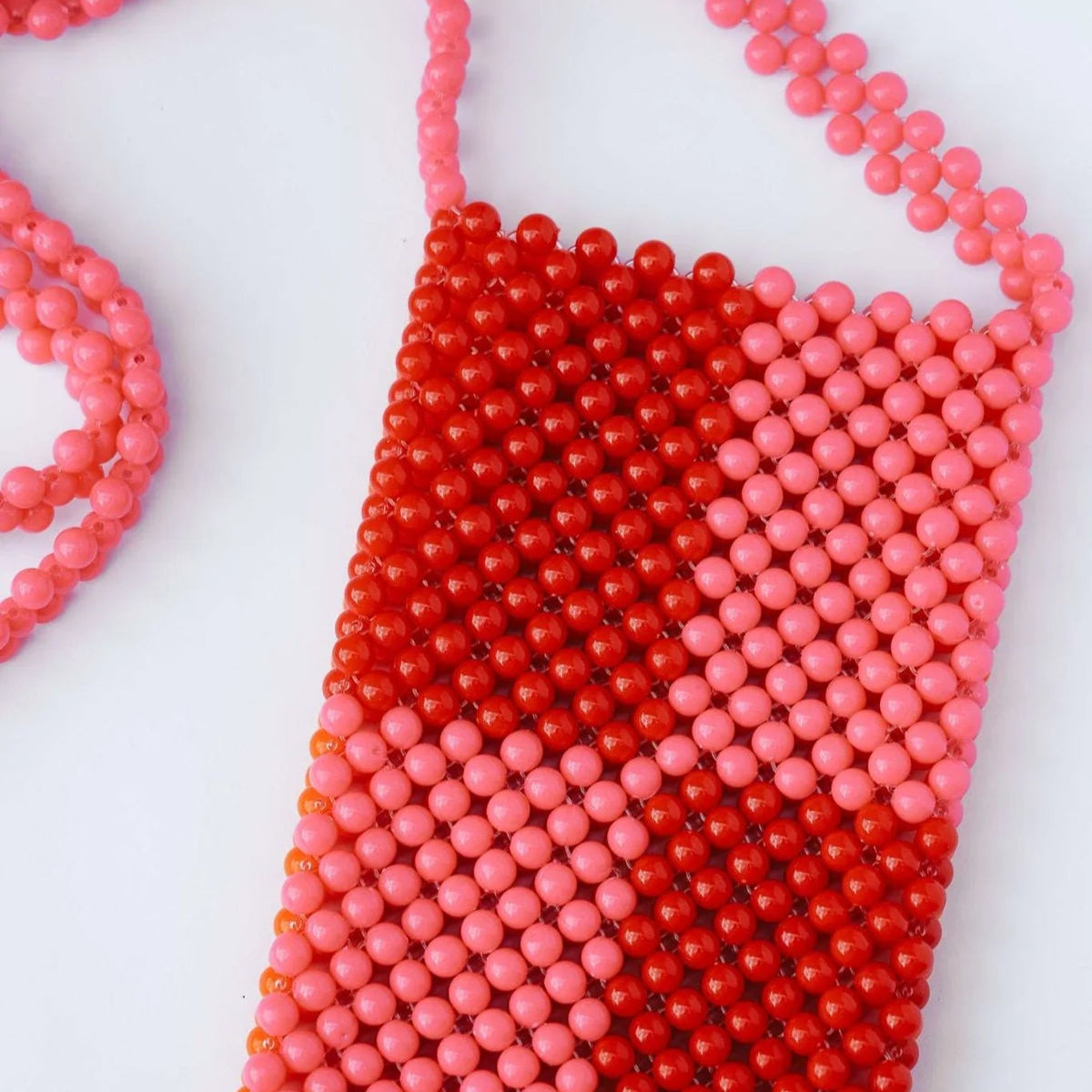 Beaded Phone bag - RED + HOT PINK