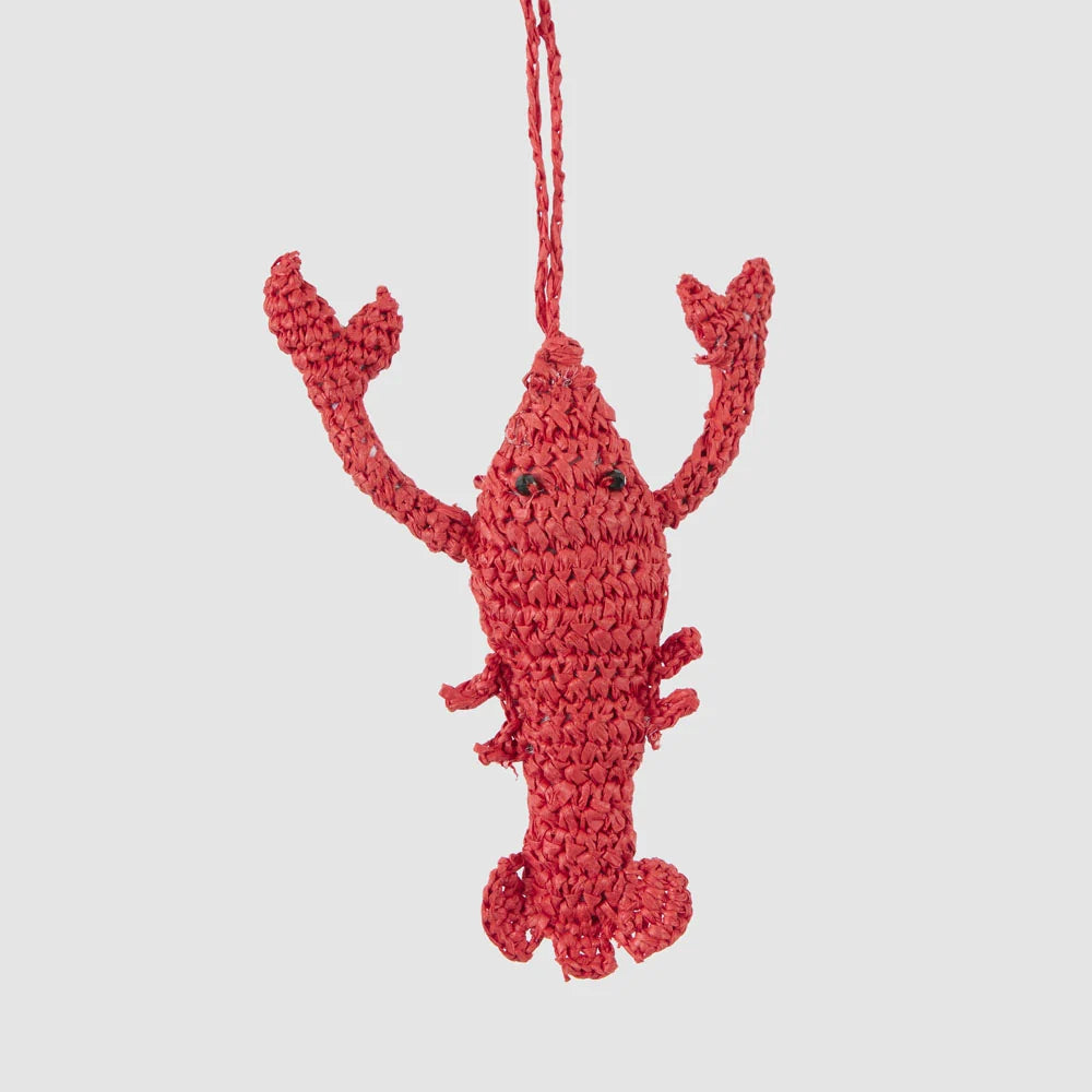 Crochet lobster Christmas decoration