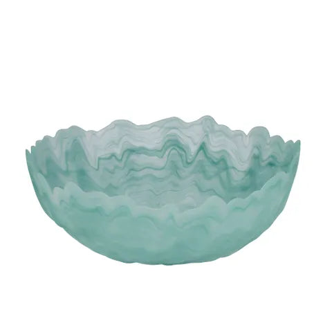 Glass Seafoam Salad Bowl - PICK UP ONLY