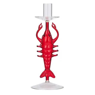 Glass crayfish Christmas candle holder
