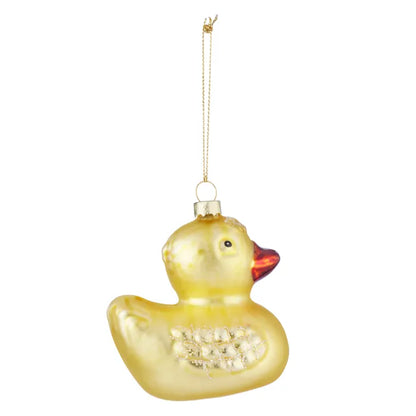 Glass rubber duck Christmas ornament