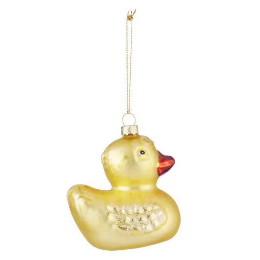 Glass rubber duck Christmas ornament