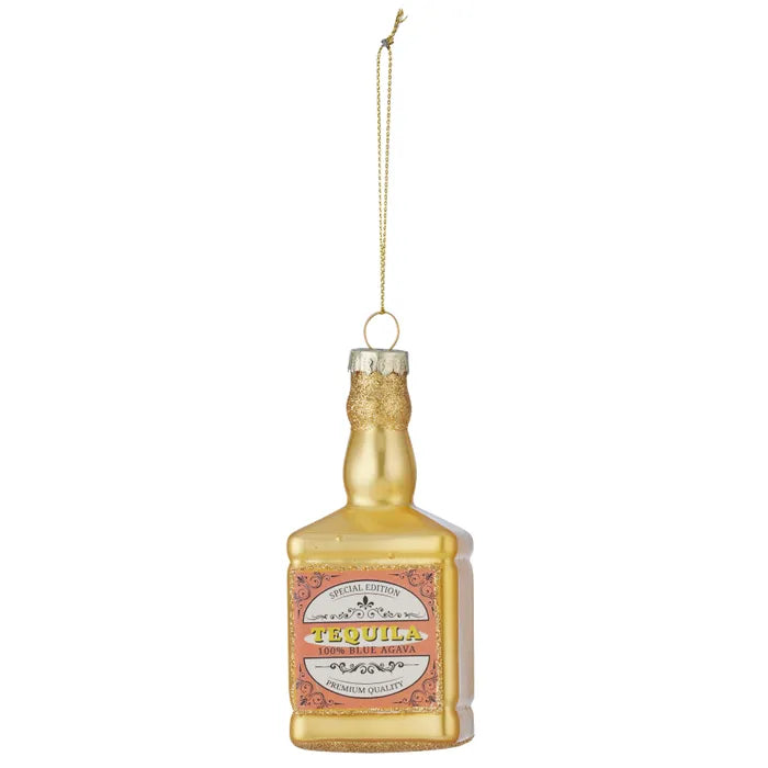 Glass tequila bottle Christmas ornament