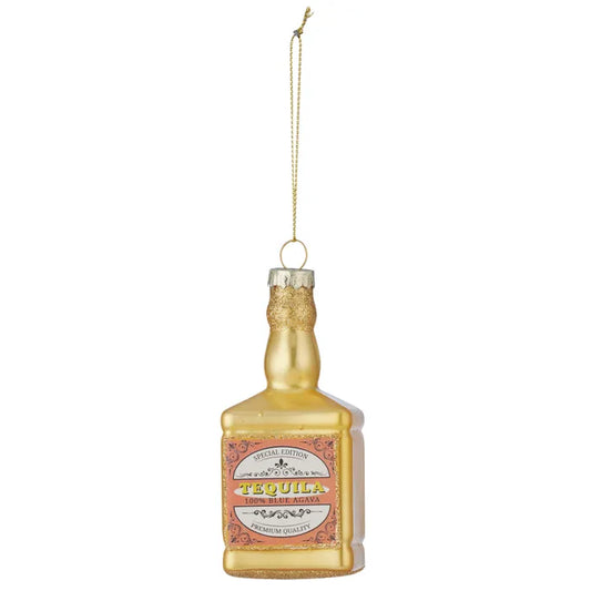 Glass tequila bottle Christmas ornament