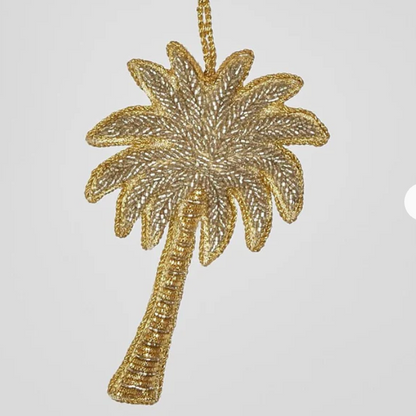 Gold beaded palm tree Christmas decoration