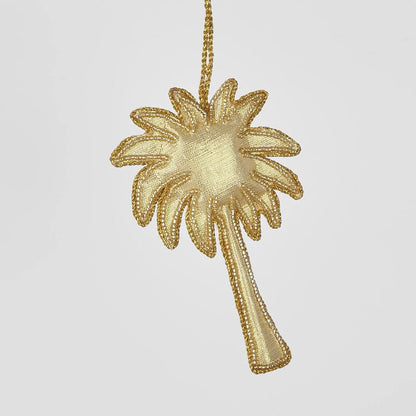 Gold beaded palm tree Christmas decoration from another angle