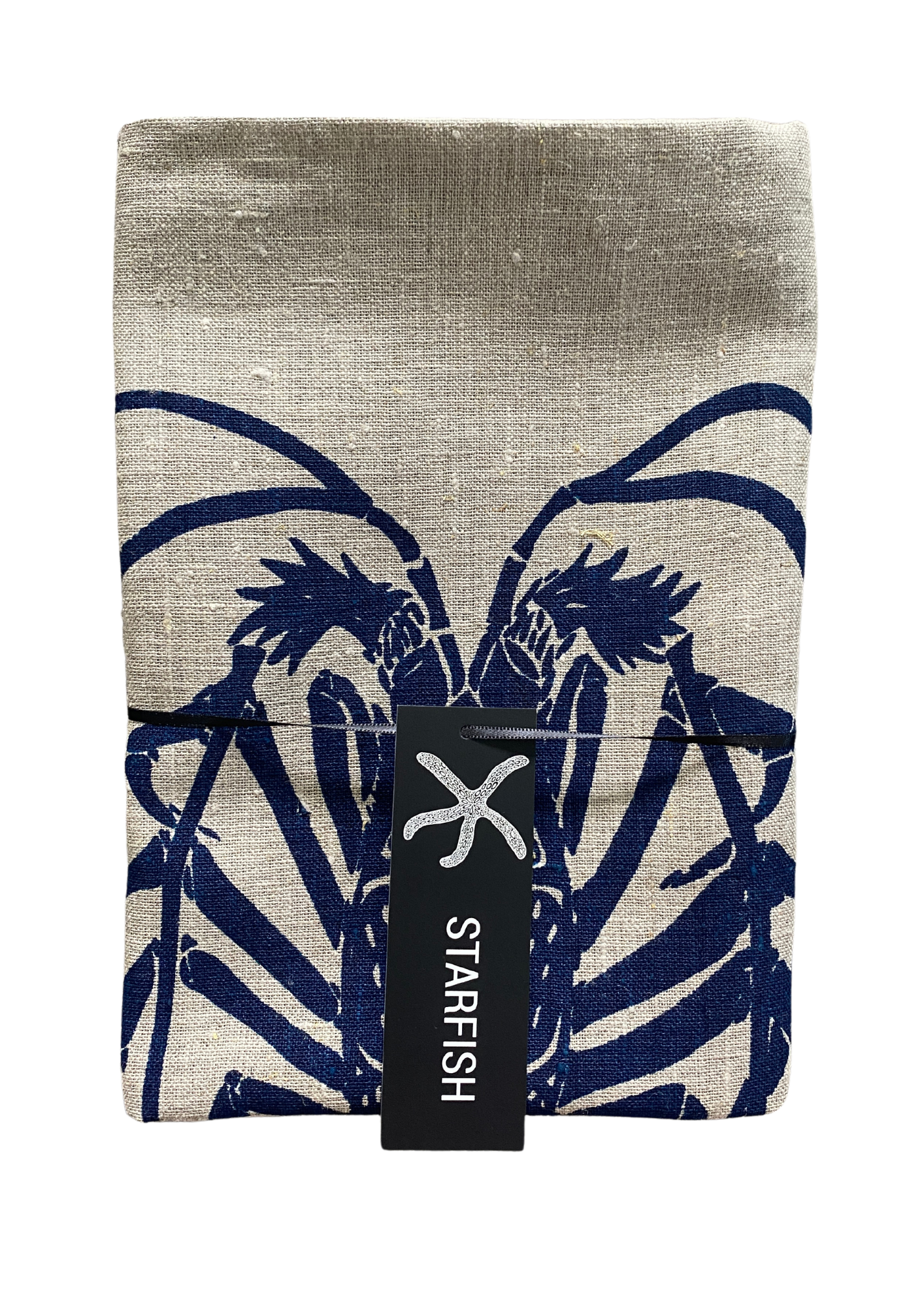 CRAYFISH, navy on Flax SCATTER CUSHION LINEN